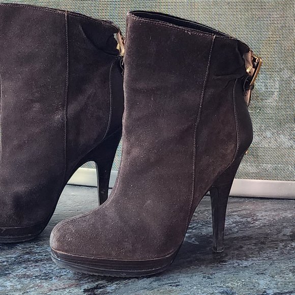 Michael Kors Brown Suede High Heeled Ankle Booties Size 8M - Picture 5 of 15